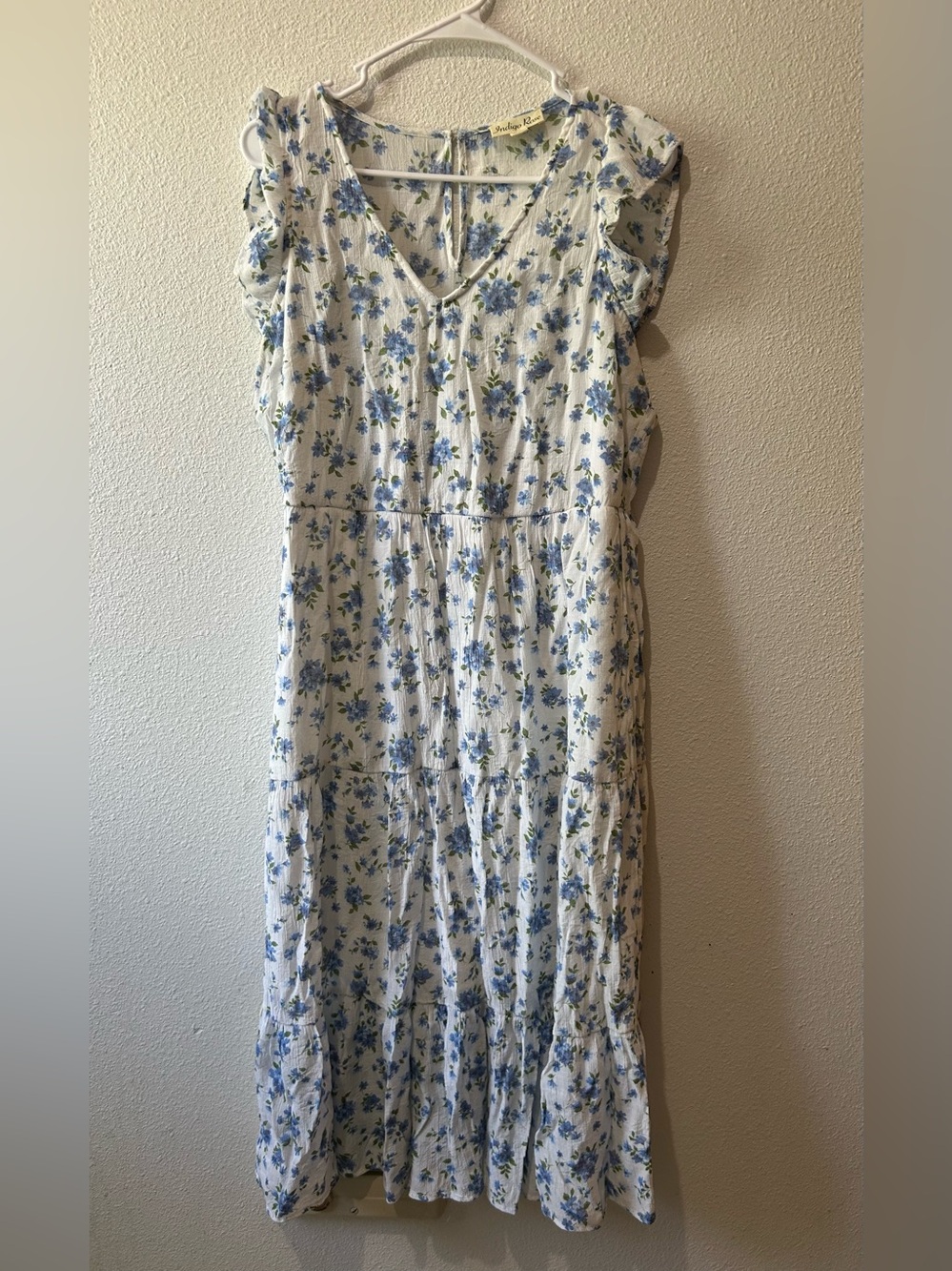 Blue Floral Tiered Maxi Dress